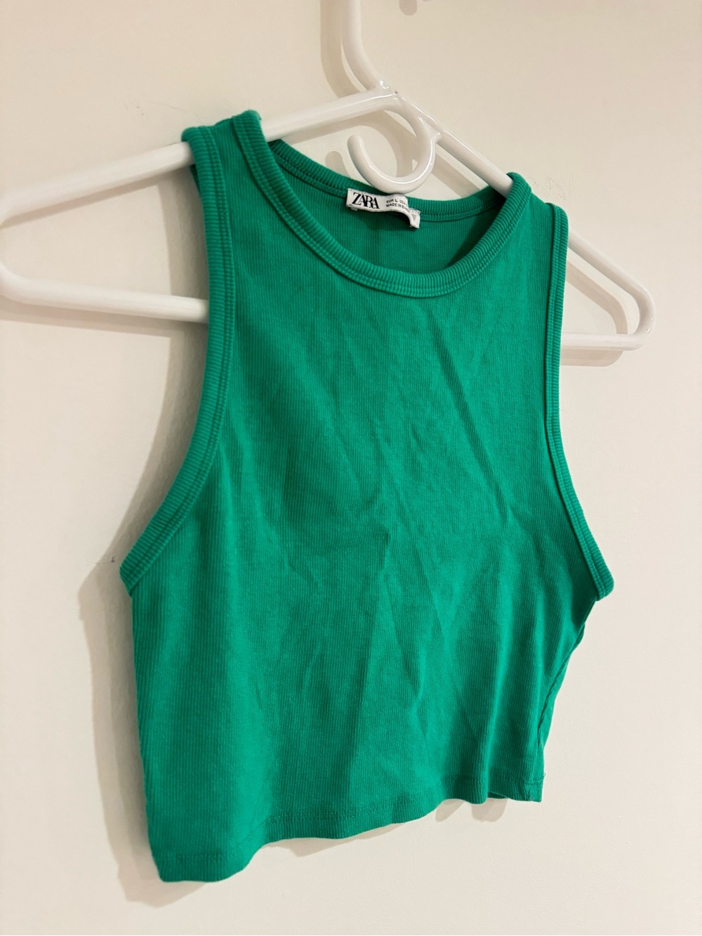 ZARA Green Ribbed Crop Tank - Picture 2 of 4